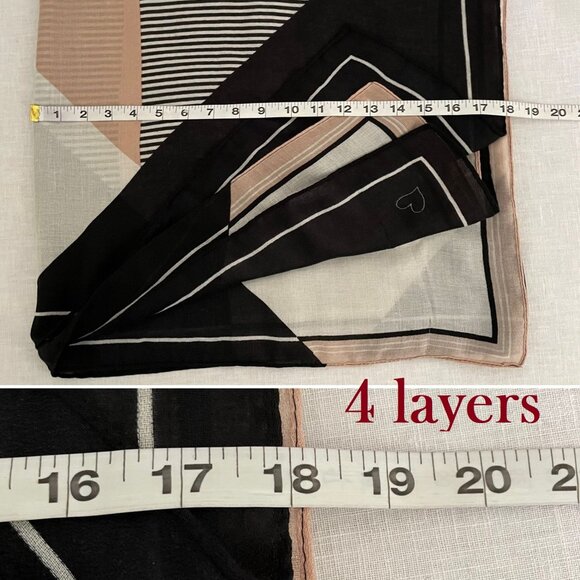 Geometric Patterned Scarf Shawl Wrap 72" x 34" Black Beige White - Picture 7 of 8